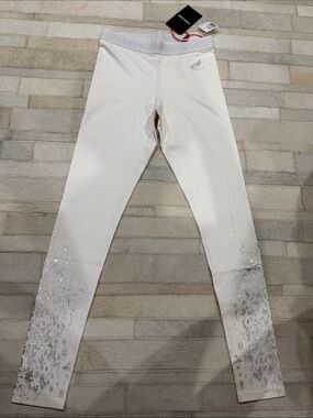 Roberto Cavalli White womens Leggings with Silver Foil Accents